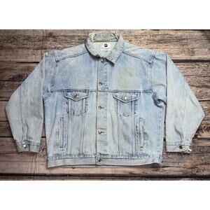 VTG 90's Nothing Else Is A Pepsi Promo Denim Trucker Jean Jacket Light Blue XL